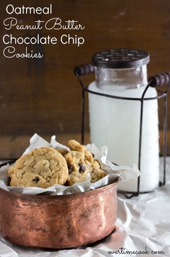 Oatmeal Peanut Butter Chocolate Chip Cookies {Without Butter or Margarine} - Overtime Cook