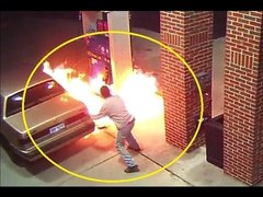 Man tries to kill spider with lighter at Gas Station -Man uses lighter to kill spider at gas station - YouTube