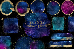 Galaxy and Gold Watercolor Elements Graphic by Digital Curio · Creative Fabrica