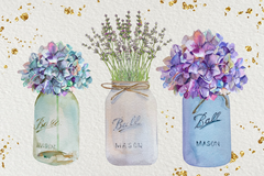 Floral Mason Jars - Watercolor Set Graphic by tatibordiu · Creative Fabrica